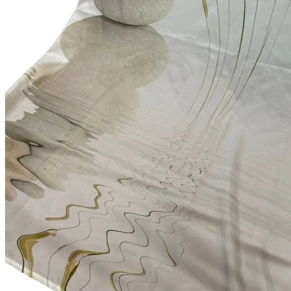 Zen Polished Stones Wheatgrass Pond Water Standard Fabric Shower Curtain